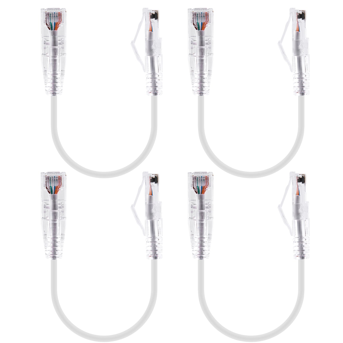 4-Pack 3.8mm*0.2m Snagless Short Shielded Cat6A Ethernet Cable