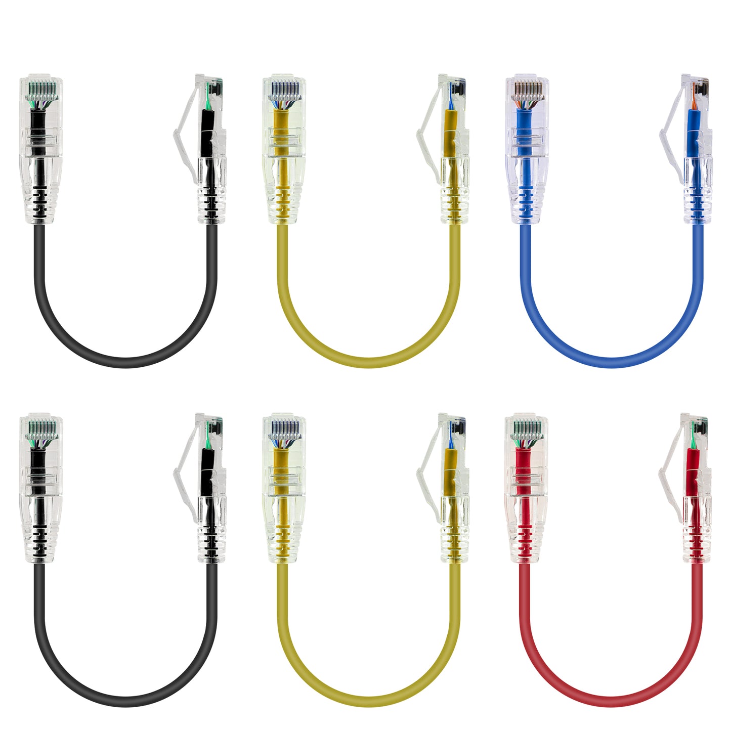 6-Pack 3.8mm*0.2m Barrier-free Short Shielded Cat6A Ethernet Cable -- Colorful