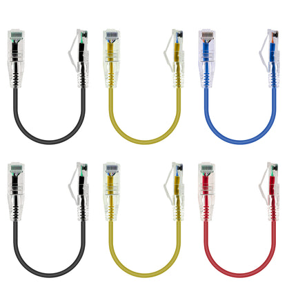 6-Pack 3.8mm*0.2m Barrier-free Short Shielded Cat6A Ethernet Cable -- Colorful