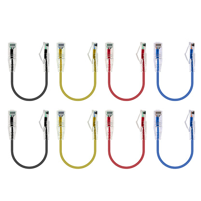 6-Pack 3.8mm*0.2m Barrier-free Short Shielded Cat6A Ethernet Cable -- Colorful