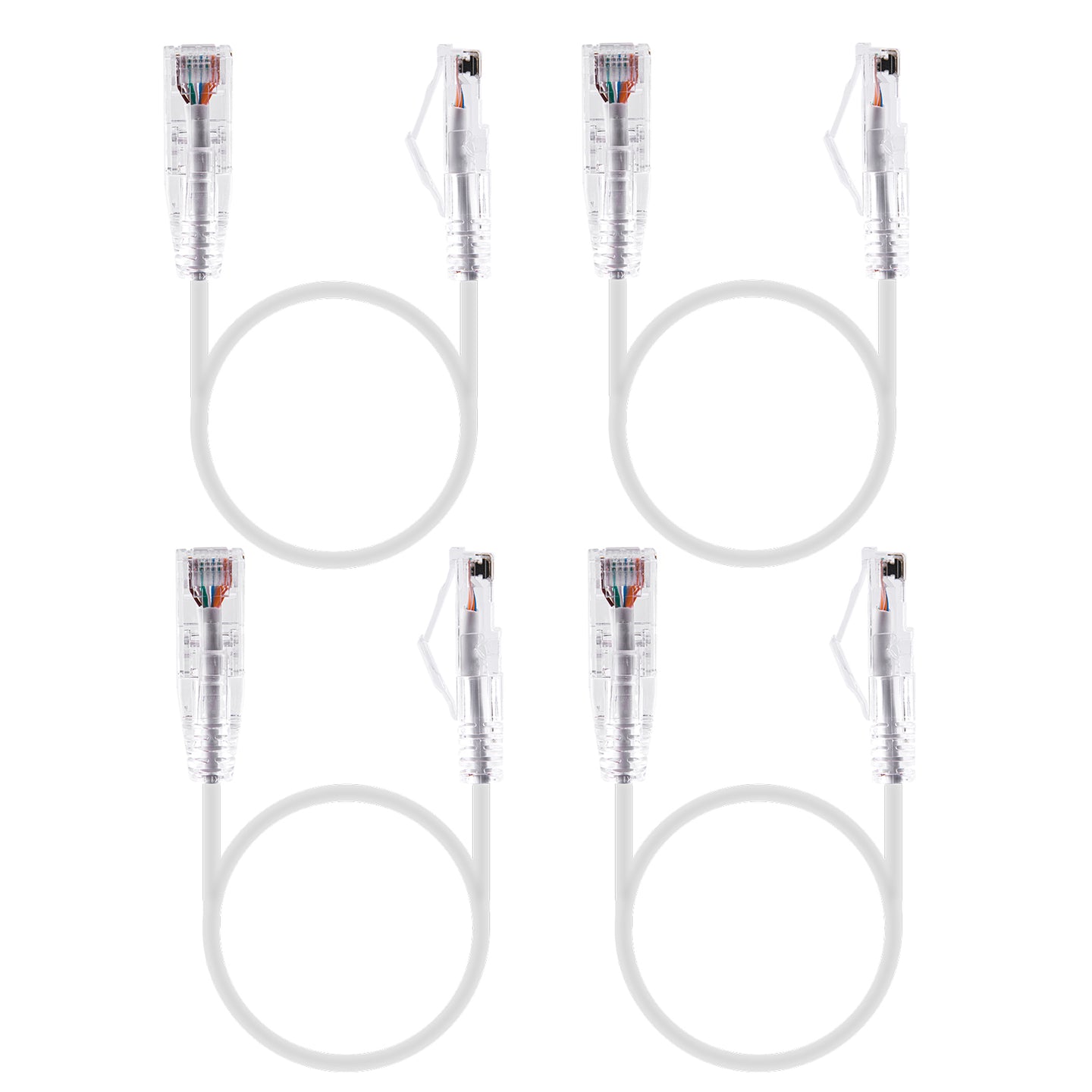 4-Pack 3.8mm*0.5m Snagless Short Shielded Cat6A Ethernet Cable