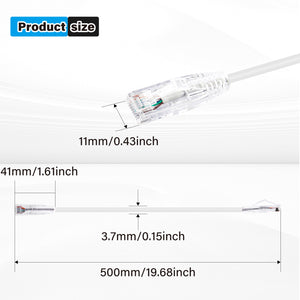 4-Pack 3.8mm*0.5m Snagless Short Shielded Cat6A Ethernet Cable