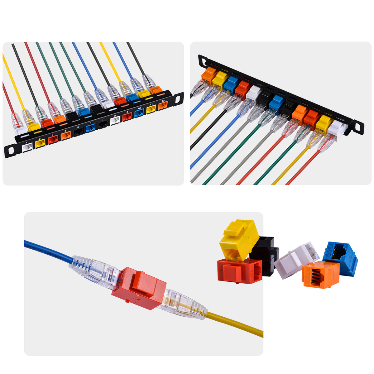 DeskPi Rackmate Accessories 12 Port Cat6A RJ45 Keystone Jacks – DeskPi ...
