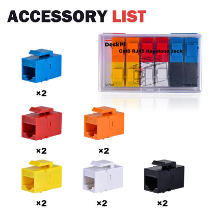 DeskPi Rackmate Accessories 12 Port Cat6A RJ45 Keystone Jacks