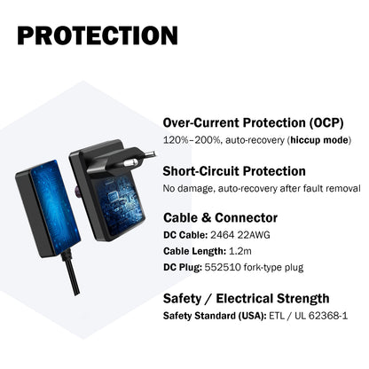 DeskPi DC 12V 2A  Power Supply Wall-mount Switching Power Adapter
