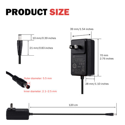 DeskPi DC 12V 2A  Power Supply Wall-mount Switching Power Adapter