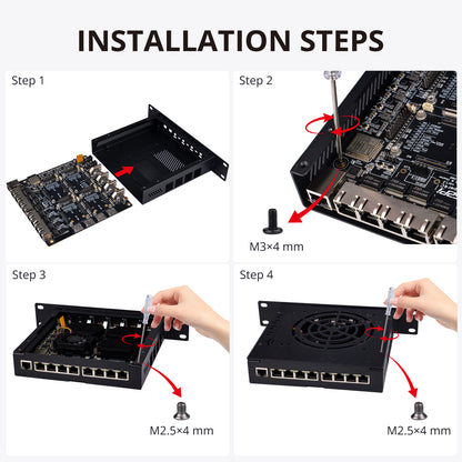 DeskPi Metal Case for Super4C Raspberry Pi CM5 Cluster Mini-ITX Board, with Front I/O & Easy SSD Upgrade (Only Case)