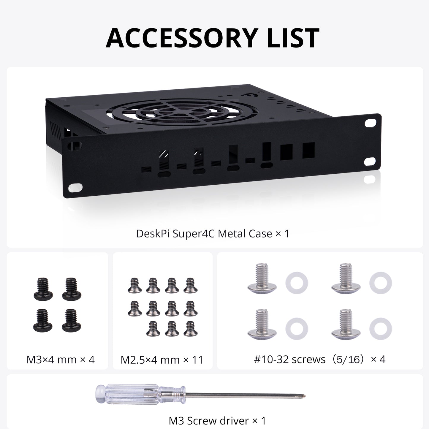DeskPi Metal Case for Super4C Raspberry Pi CM5 Cluster Mini-ITX Board, with Front I/O & Easy SSD Upgrade (Only Case)