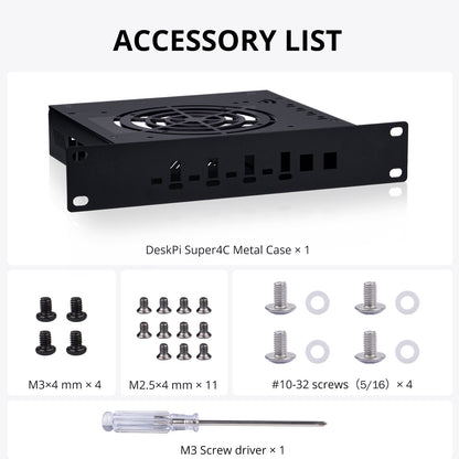 DeskPi Metal Case for Super4C Raspberry Pi CM5 Cluster Mini-ITX Board, with Front I/O & Easy SSD Upgrade (Only Case)