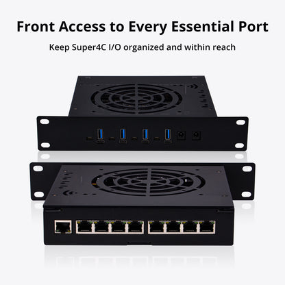DeskPi Metal Case for Super4C Raspberry Pi CM5 Cluster Mini-ITX Board, with Front I/O & Easy SSD Upgrade (Only Case)