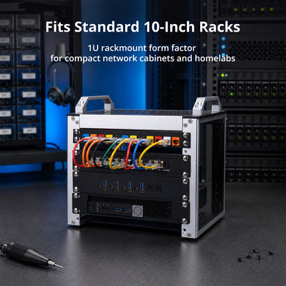 DeskPi Metal Case for Super4C Raspberry Pi CM5 Cluster Mini-ITX Board, with Front I/O & Easy SSD Upgrade (Only Case)