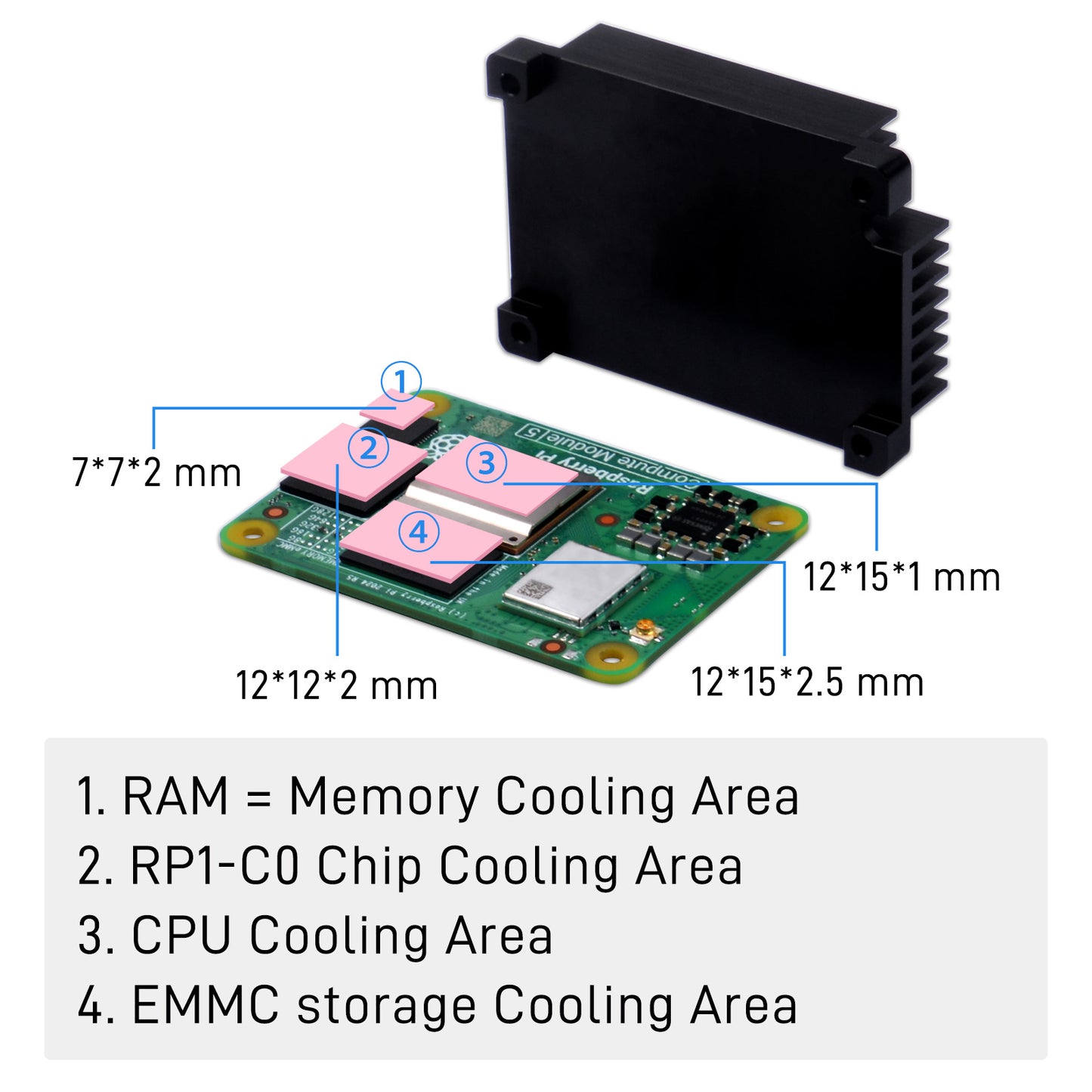 DeskPi Aluminum CNC Heatsink For Raspberry Pi CM5 Module without Cooling Fan