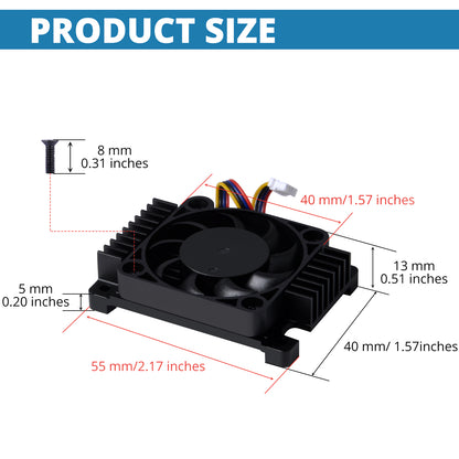 DeskPi Aluminum Alloy CNC Heatsink with Fan for Raspberry Pi CM5, Active Cooling for Raspberry Pi Compute Module 5