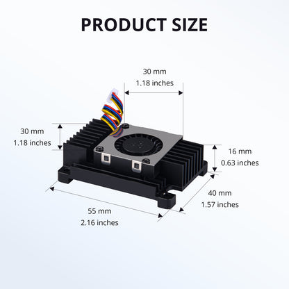 DeskPi Aluminum Alloy Heatsink with 3007 Blower Fan for Raspberry Pi CM5, Dual Cooling for Raspberry Pi Compute Module 5
