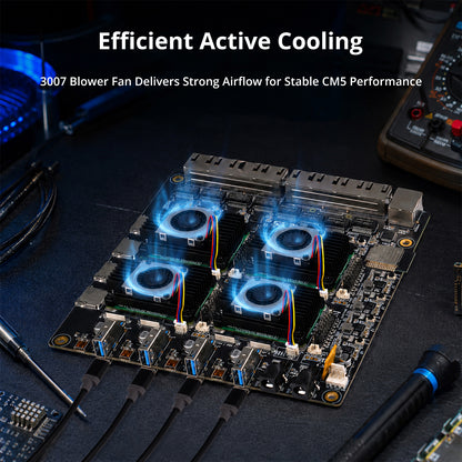 DeskPi Aluminum Alloy Heatsink with 3007 Blower Fan for Raspberry Pi CM5, Dual Cooling for Raspberry Pi Compute Module 5