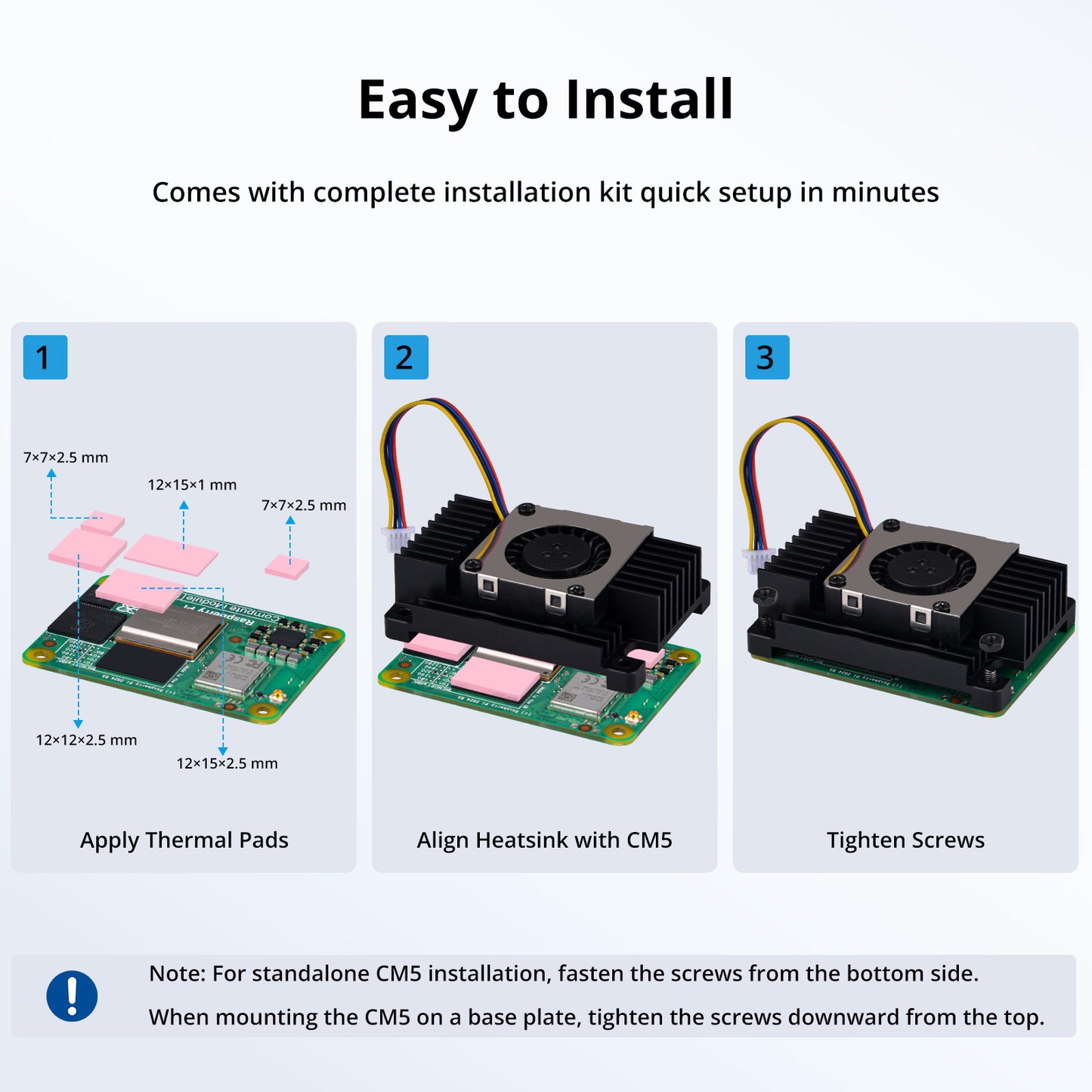 DeskPi Aluminum Alloy Heatsink with 3007 Blower Fan for Raspberry Pi CM5, Dual Cooling for Raspberry Pi Compute Module 5