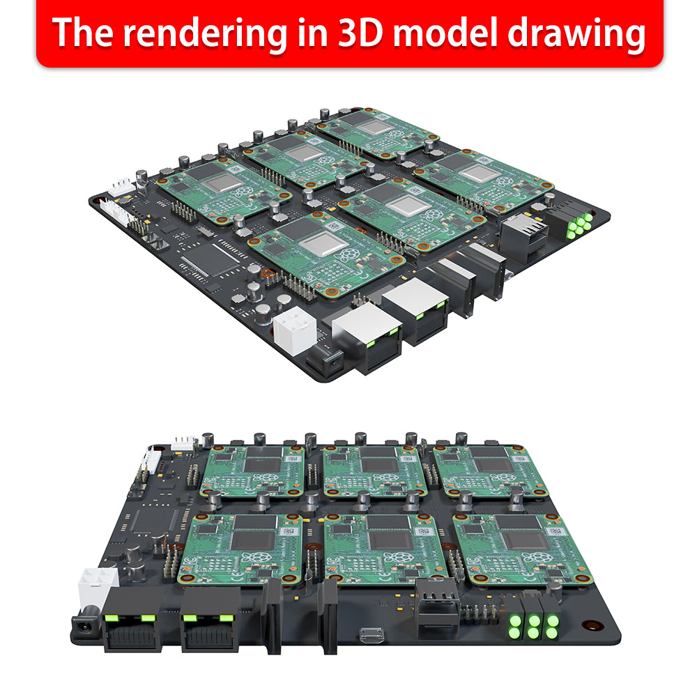 DeskPi Super6C Raspberry Pi CM5/CM4 Cluster Mini-ITX board 6 RPI CM4 supported, Power Supply Included