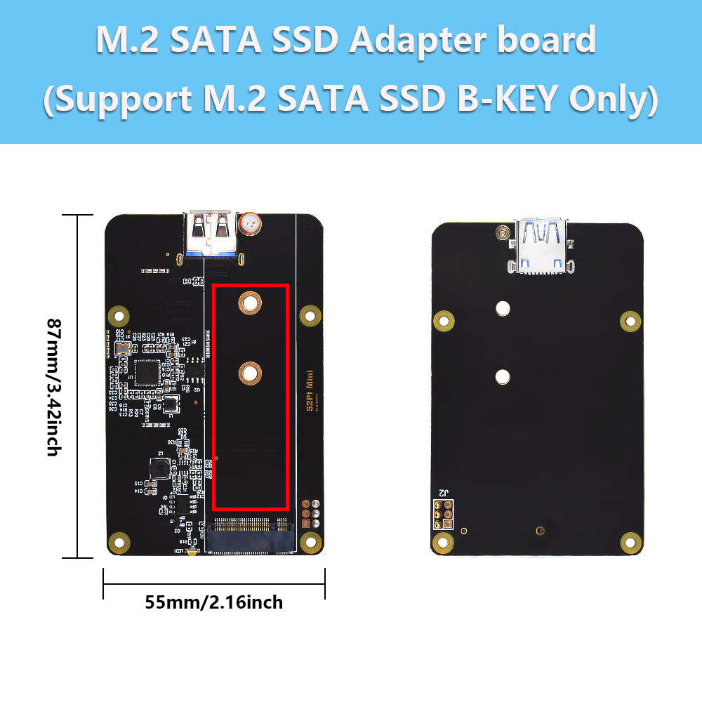 DeskPi Lite M.2 SATA Expansion Board for Raspberry Pi 4, Only Compatible with DeskPi Lite Case