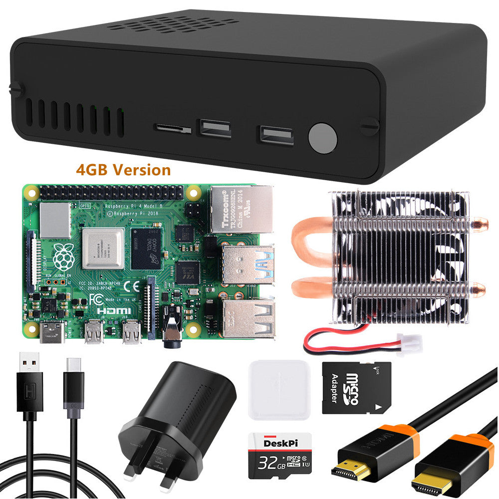 GeeekPi DeskPi Pro V2 2.5'' SATA HDD/SSD NAS Storage Kit for Raspberry Pi  4, Set-Top Box with ICE Tower Cooler & Power Supply for Raspberry Pi 4  Model