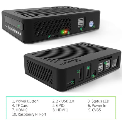 DeskPi Lite for Raspberry Pi 4, With Power Button/ Heatsink with PWM Fan/ Dual Full-Size HDMI/Extra Two USB Port