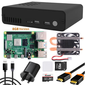 DeskPi Pro V3.0 Aluminum Case for Raspberry Pi 4-with ICE Tower Cooler/2.5 inch HDD-SDD Support/ Power Supply/Two Full-Sized HDMI/Power Button/ IR Support