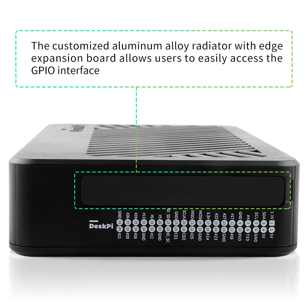 DeskPi Lite for Raspberry Pi 4, With Power Button/ Heatsink with PWM Fan/ Dual Full-Size HDMI/Extra Two USB Port