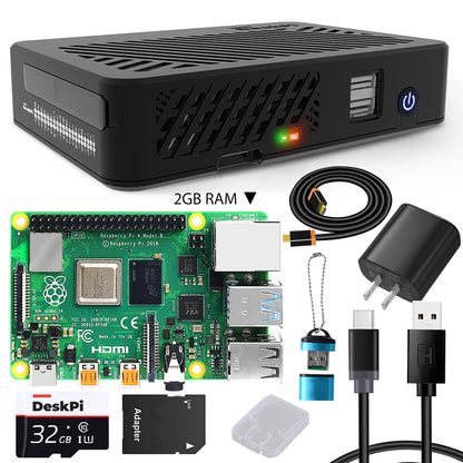 DeskPi Lite for Raspberry Pi 4, With Power Button/ Heatsink with PWM Fan/ Dual Full-Size HDMI/Extra Two USB Port