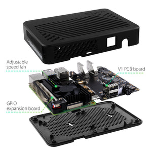 DeskPi Lite Case Full Kit with Raspberry Pi 4 Board - 2GB RAM / Q3 Power Supply / 32GB Card / USB Card Reader