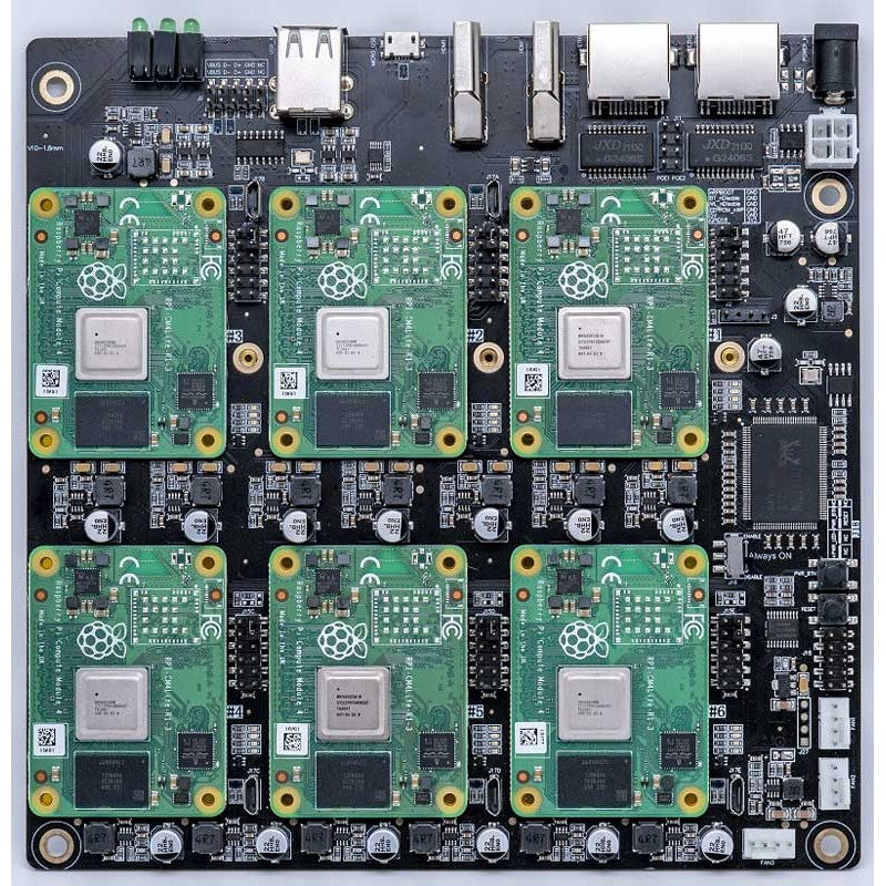 DeskPi Super6C Raspberry Pi CM5/CM4 Cluster Mini-ITX board 6 RPI CM4 supported, Power Supply Included